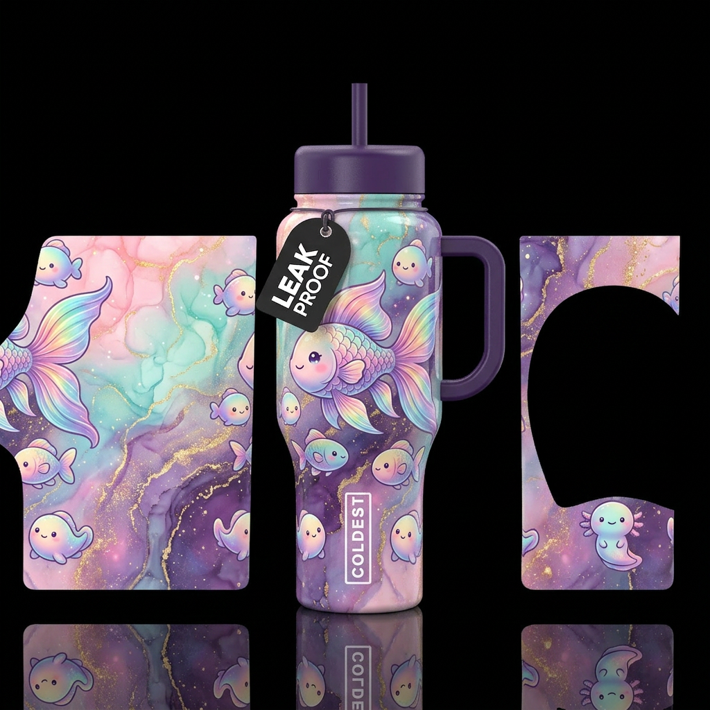 seamless, continuous sublimation tumbler wrap desi... water bottle design