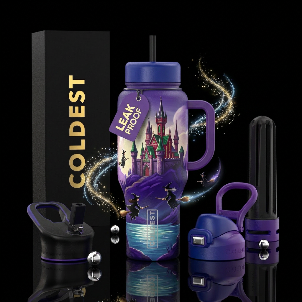 Not hogwarts,Beautiful vibrant small gothic castle... water bottle design