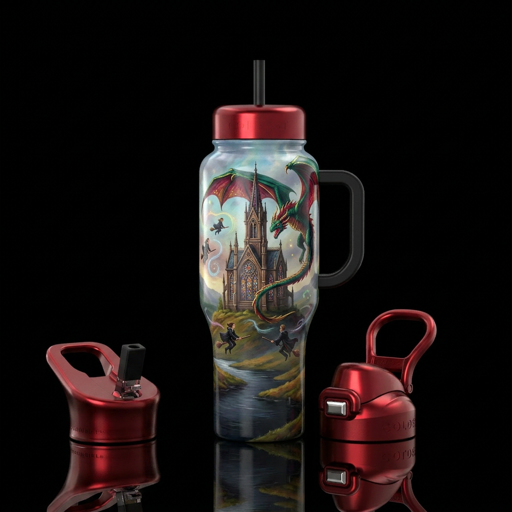 Not hogwarts,Beautiful vibrant small gothic buildi... water bottle design