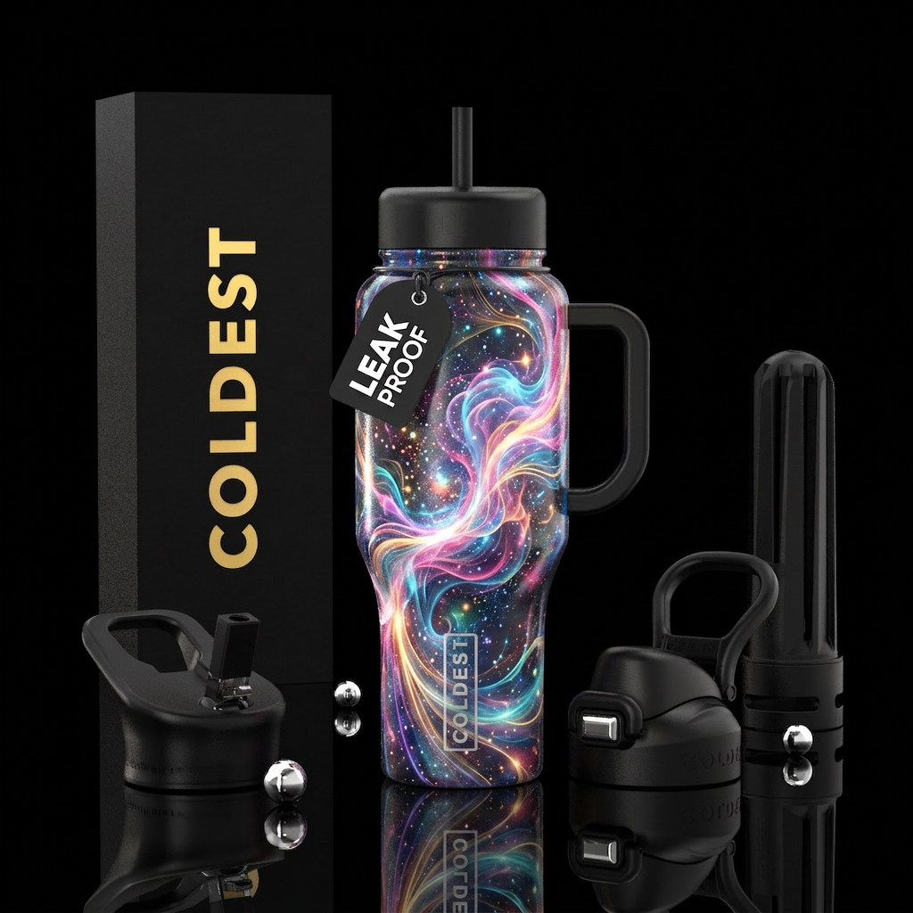 Flamboyant beautiful , glossy, trompe-l'œil, glowi... water bottle design