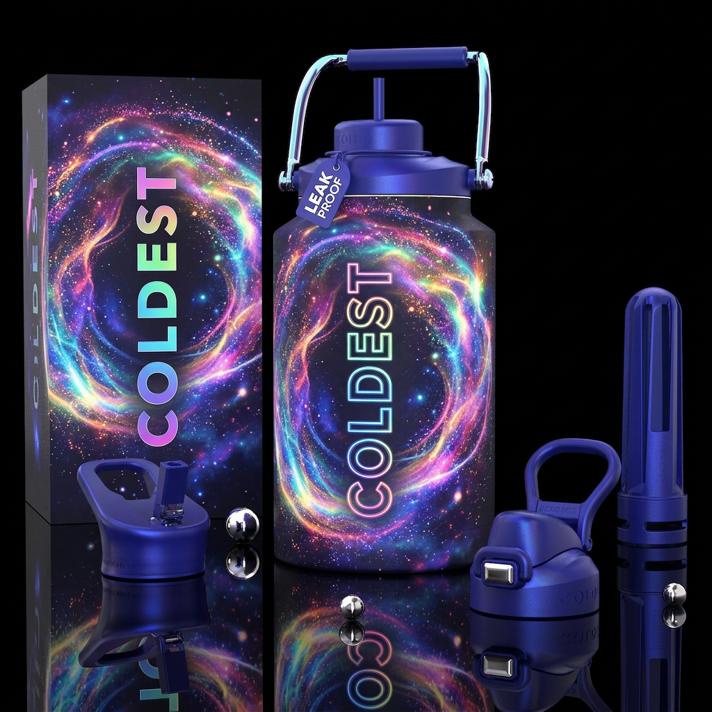 Flamboyant beautiful , glossy, trompe-l'œil, glowi... water bottle design