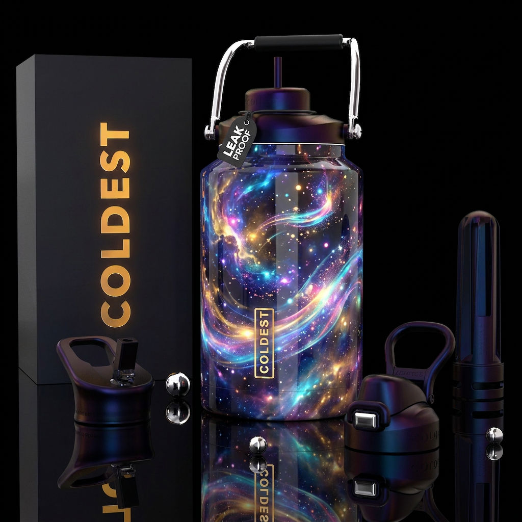 Flamboyant beautiful , glossy, trompe-l'œil, glowi... water bottle design
