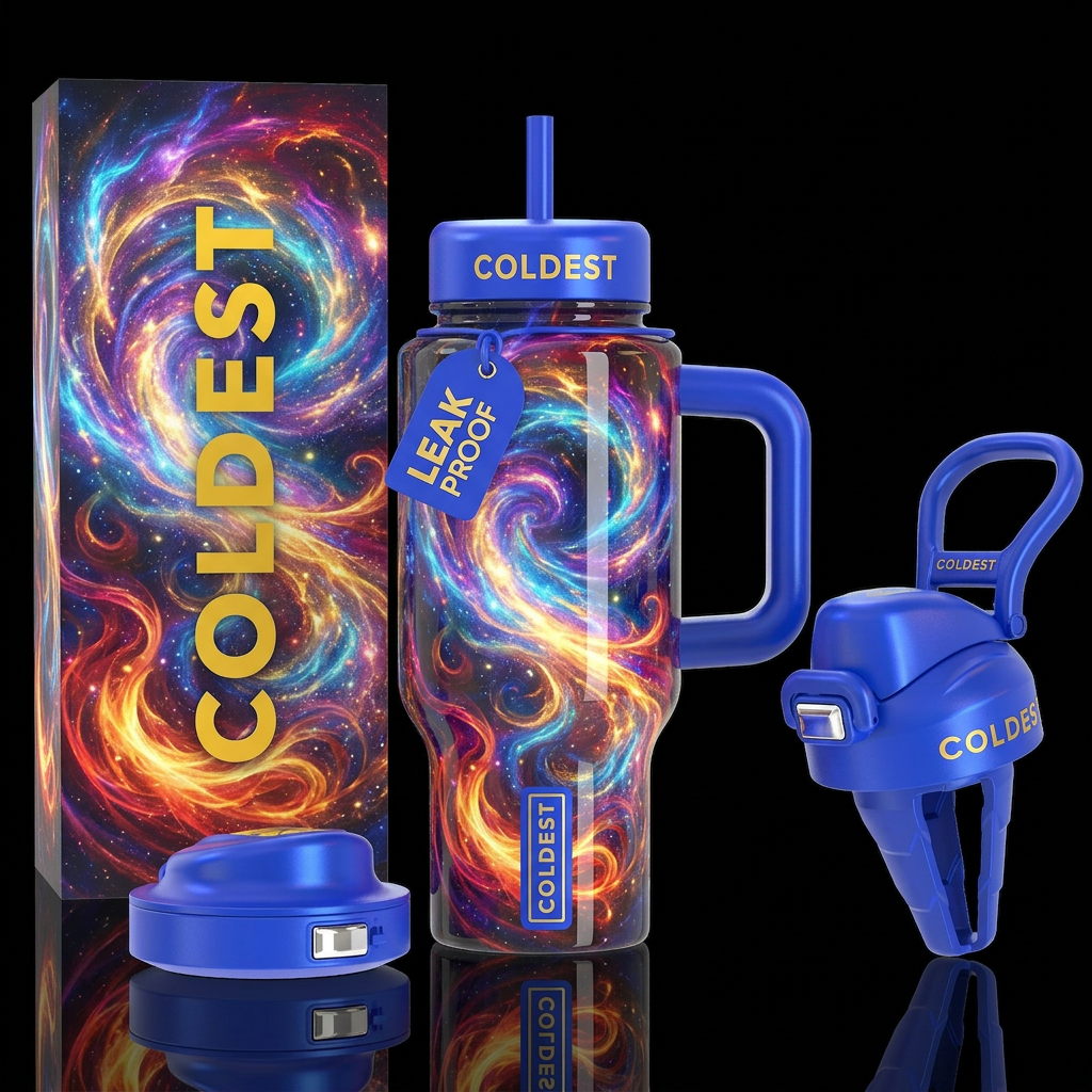 Flamboyant beautiful , glossy, trompe-l'œil, glowi... water bottle design