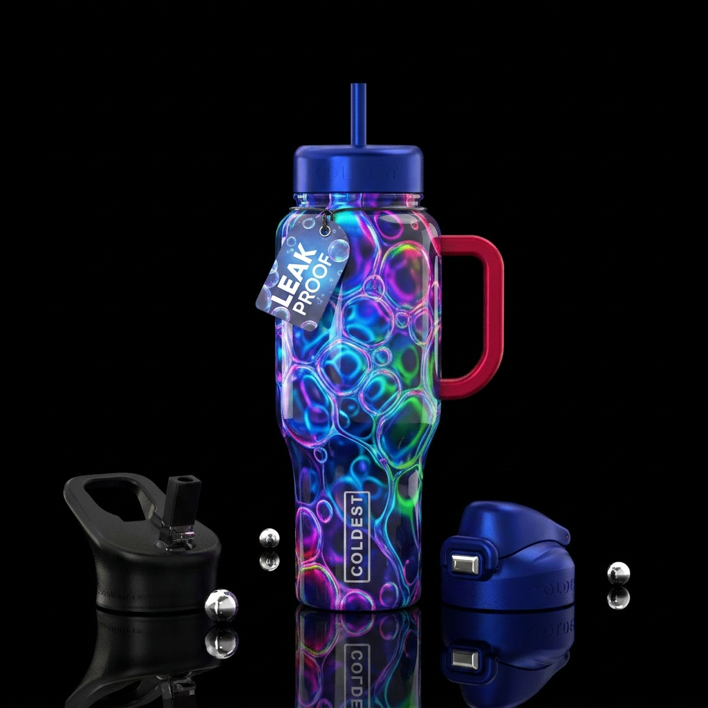 Bubble fantasy dream, glossy, trompe-l'œil, glowie... water bottle design