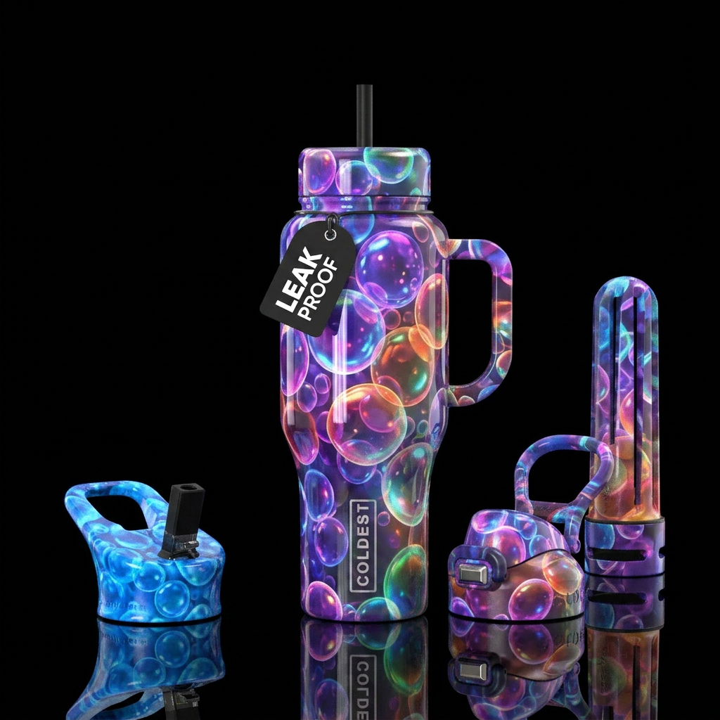 Bubble fantasy dream, glossy, trompe-l'œil, glowie... water bottle design