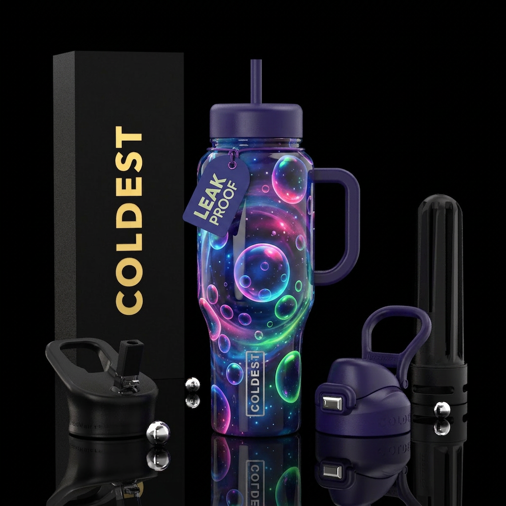 Bubble fantasy dream, glossy, trompe-l'œil, glowie... water bottle design