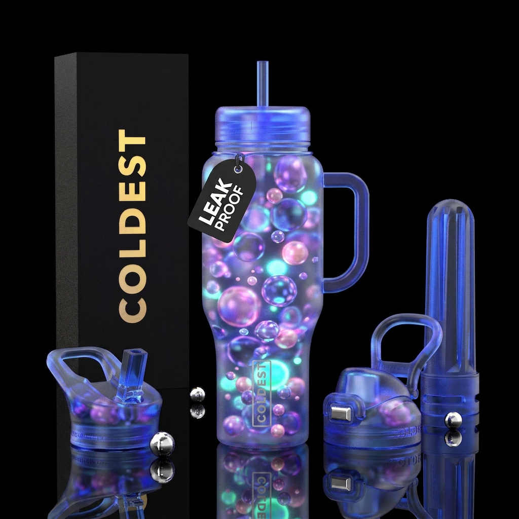 Bubble fantasy dream, glossy, trompe-l'œil, glowie... water bottle design