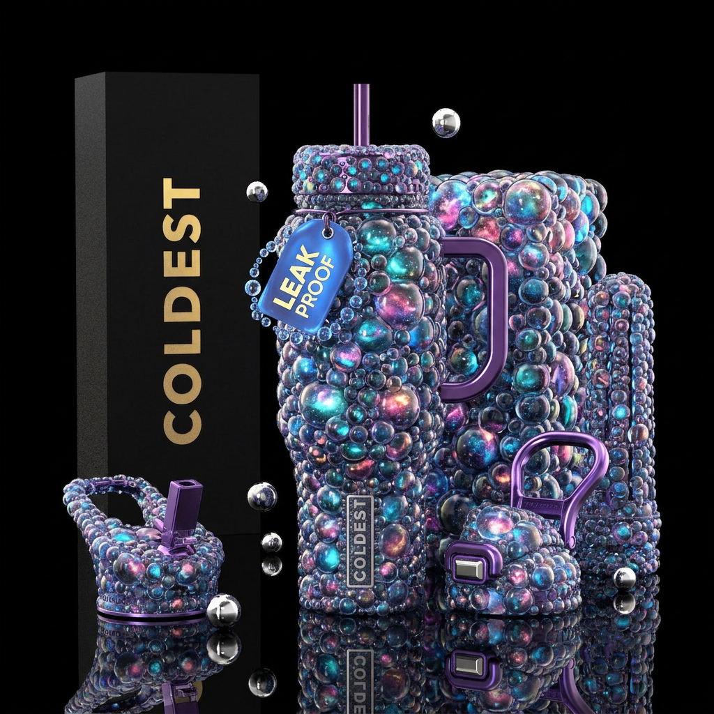 Bubble fantasy dream, glossy, trompe-l'œil, glowie... water bottle design