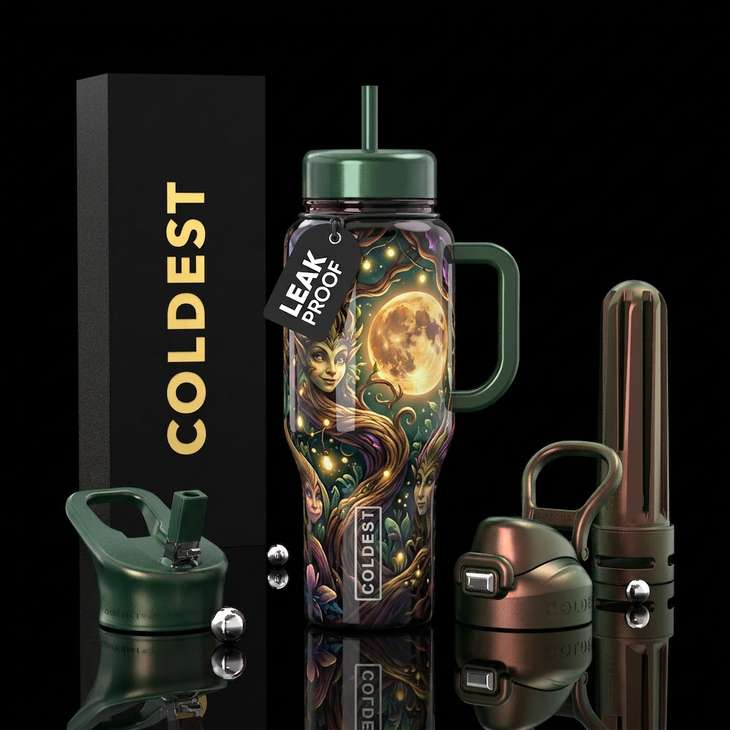 Elvin Mischievous, glossy, trompe-l'œil, alluring,... water bottle design
