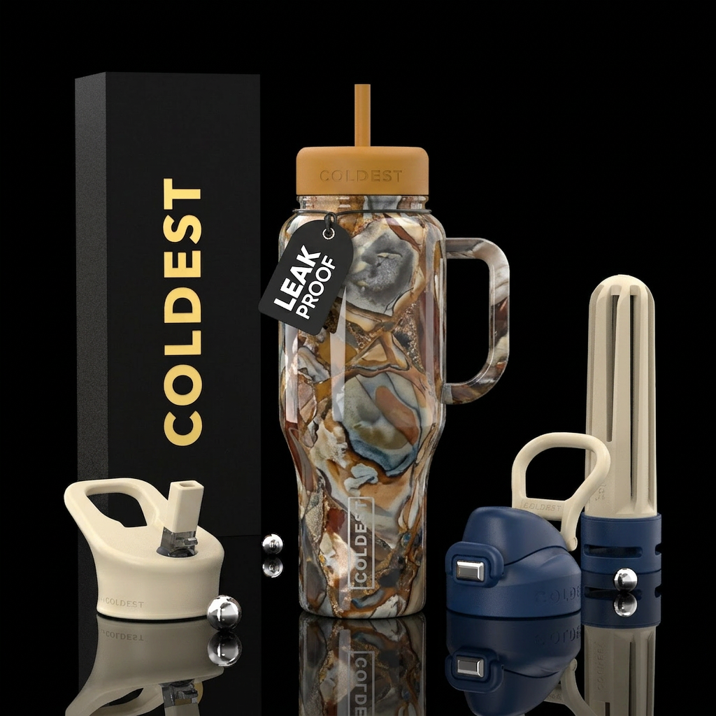 ,glossy,colorful, trompe-l'œil,Picasso jasper water bottle design