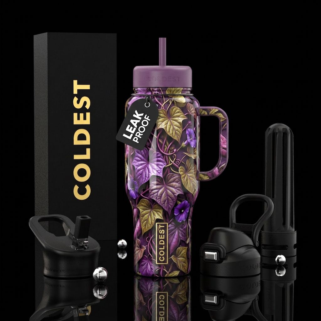 Sweet potato vine,glossy, trompe-l'œil water bottle design