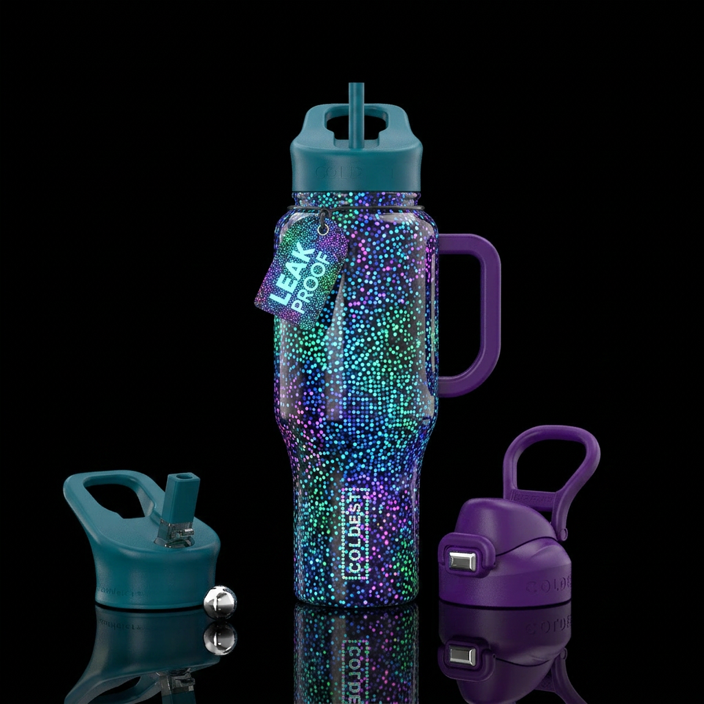 Ghost glowie pointilisim, glossy, trompe-l'œil water bottle design