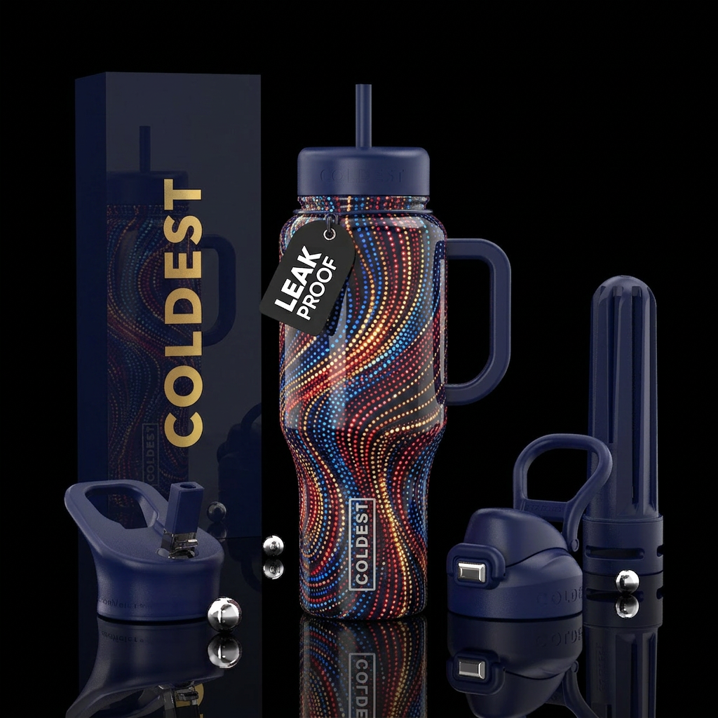 Patriotic glowie pointilisim, glossy, trompe-l'œil water bottle design