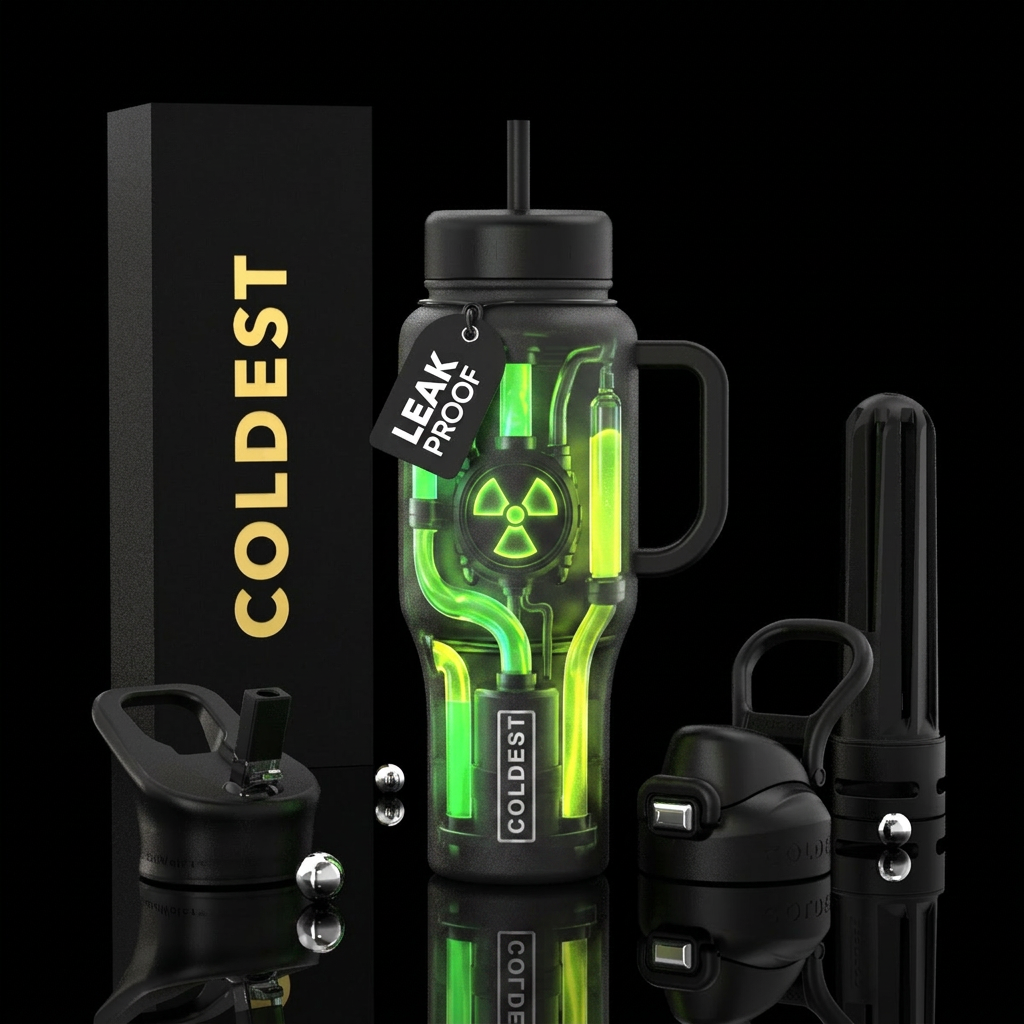 Tubes with radioactive liquid flowing through, rad... water bottle design