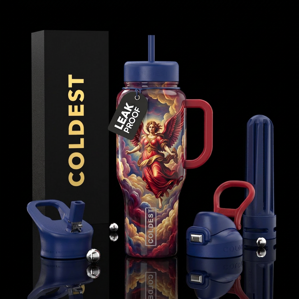 Beautiful flamboyant angel, , glossy, trompe-l'œil... water bottle design