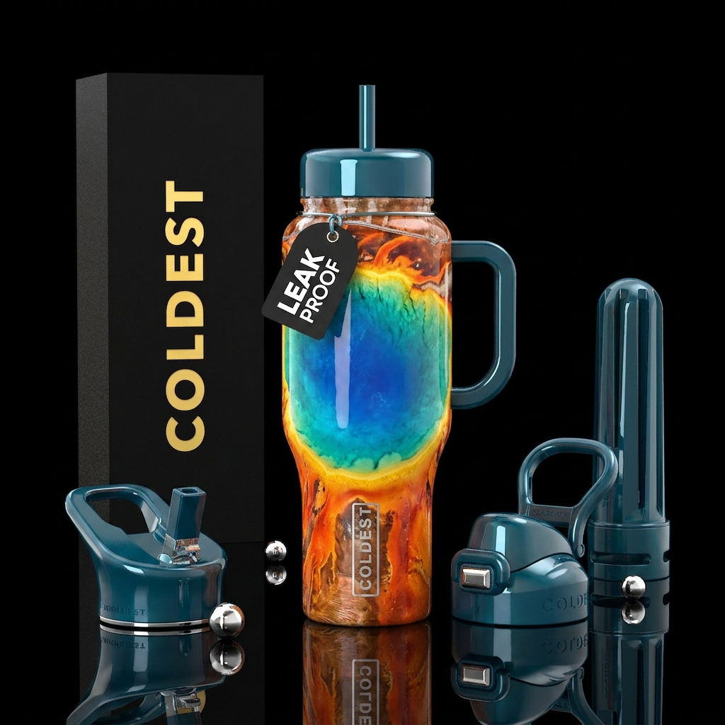 a hot pool at Yellowstone, glossy, trompe-l'œil water bottle design