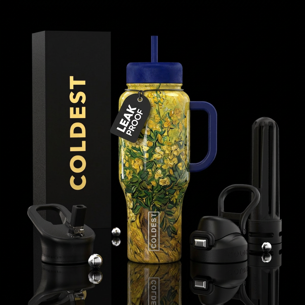 Flowering bushes in the Asylum Garden" by Vincent ... water bottle design