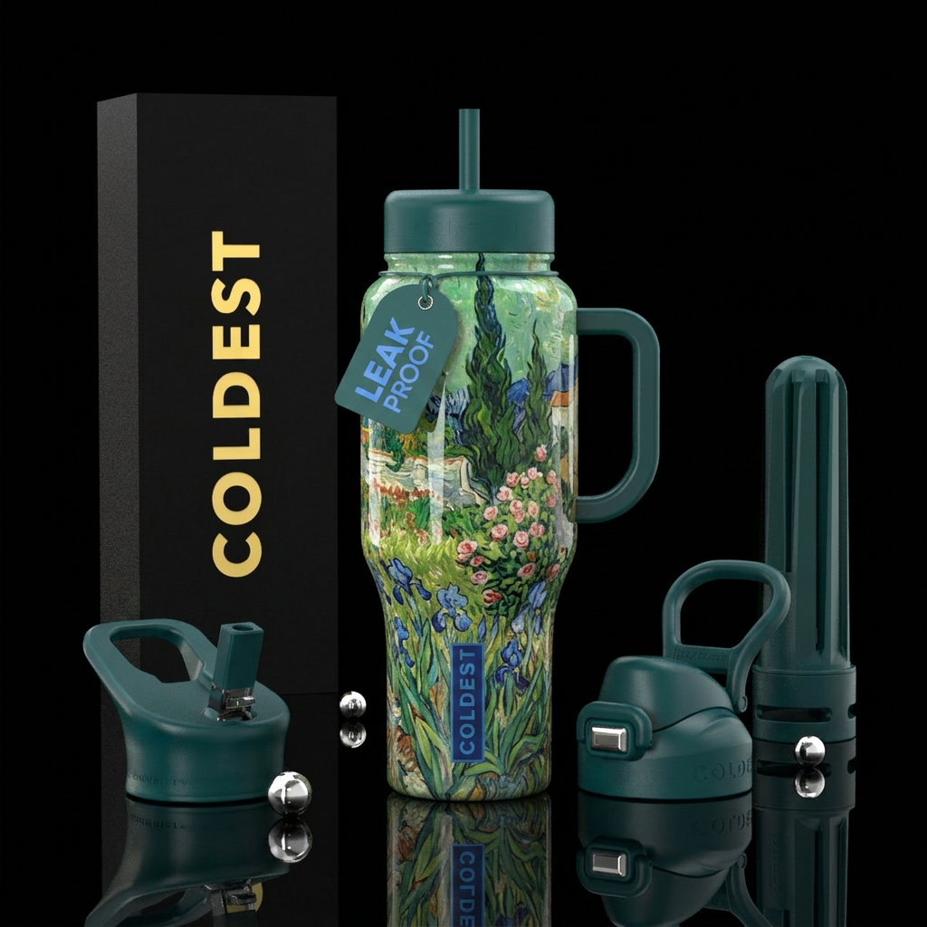 Flowering bushes in the Asylum Garden" by Vincent ... water bottle design