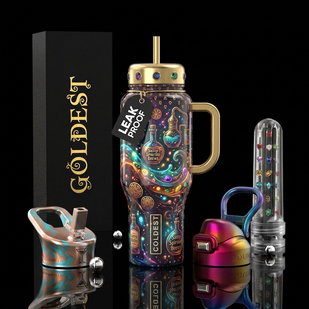 Cocktail, alluring, sassy,savvy, glowie, glossy, t... water bottle design