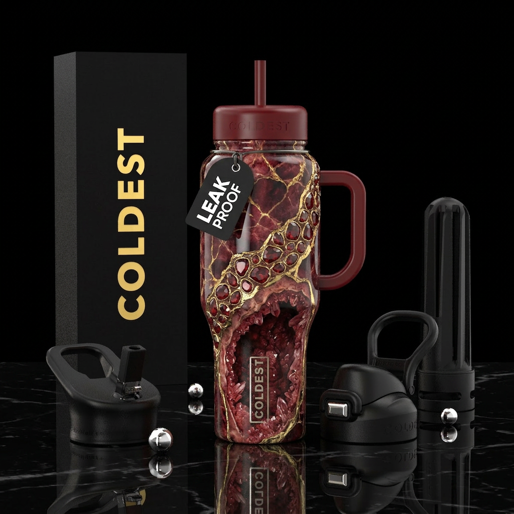 Garnet marble then Garnet stones with gold veins a... water bottle design
