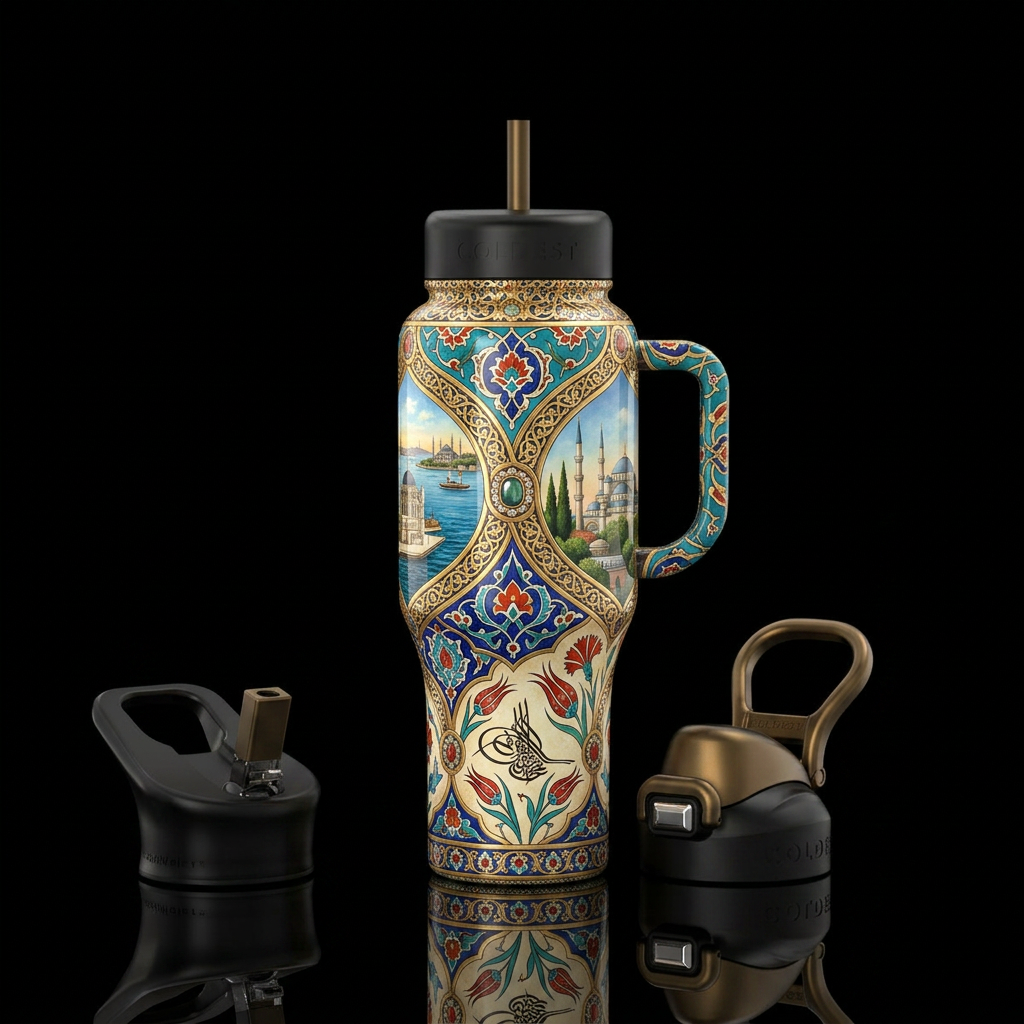Ottoman Empire,glossy,trompe-l'œil water bottle design