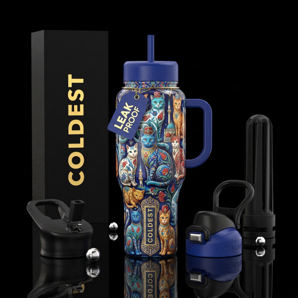 Ottoman Empire,glossy,trompe-l'œil, cats water bottle design
