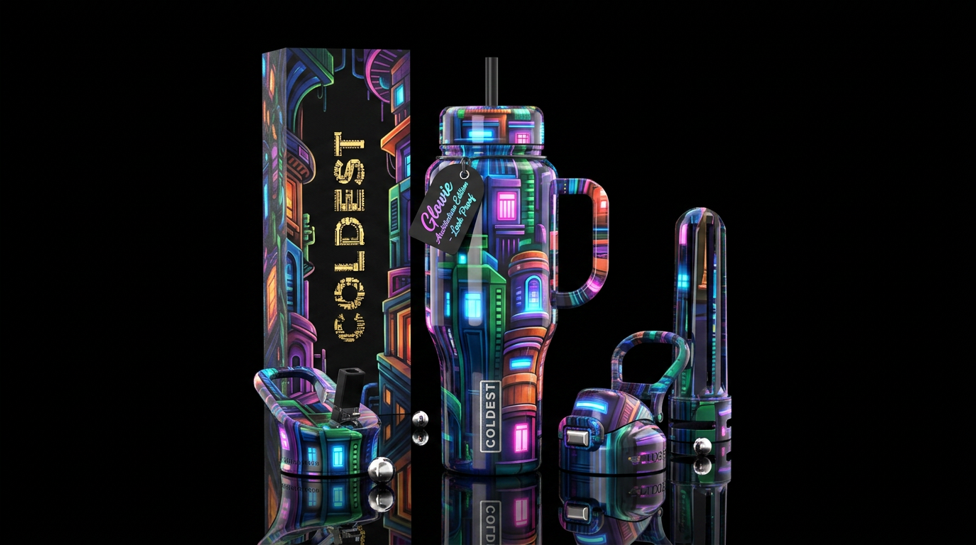 Architecture, glossy, trompe-l'œil, glowie water bottle design