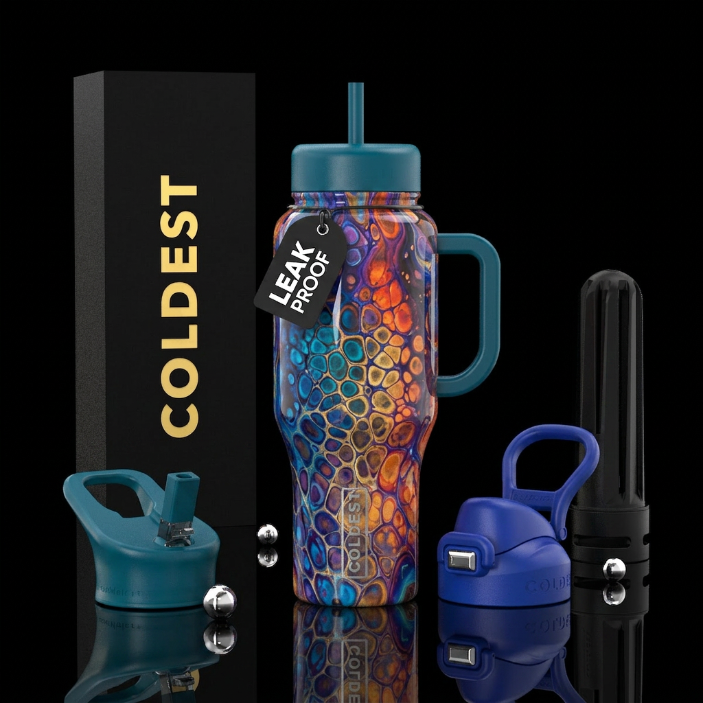 Paint pour with cell activator, glossy, glowie, tr... water bottle design