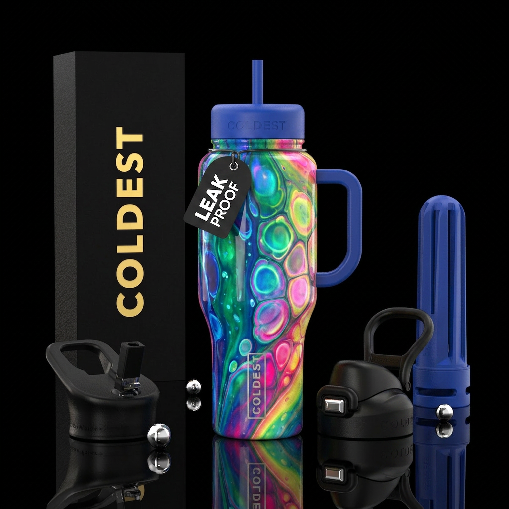 Paint pour with cell activator, glossy, glowie, tr... water bottle design