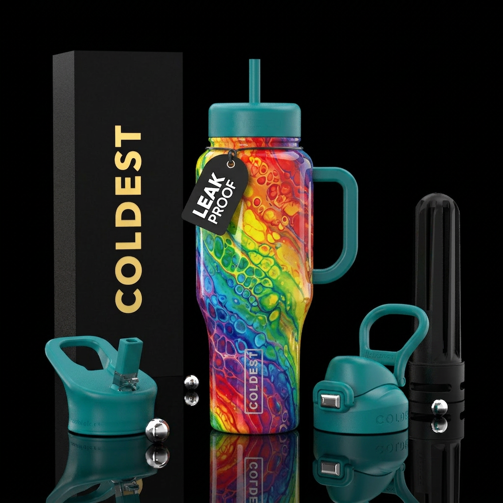 Paint pour with cell activator, glossy, glowie, tr... water bottle design