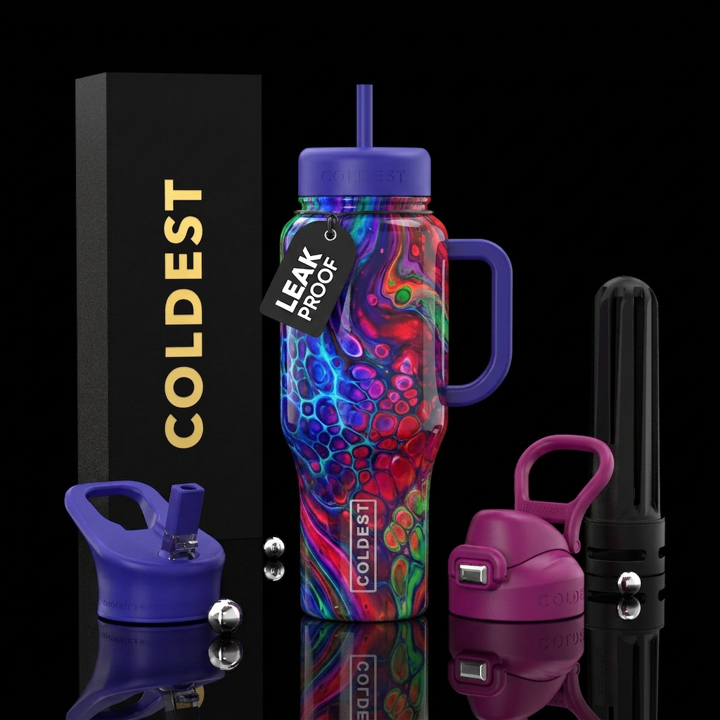 Paint pour with cell activator, glossy, glowie, tr... water bottle design