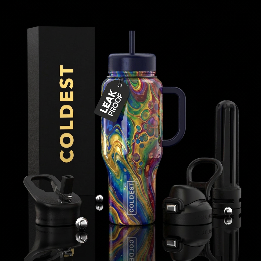 Paint pour with cell activator, glossy, glowie, tr... water bottle design