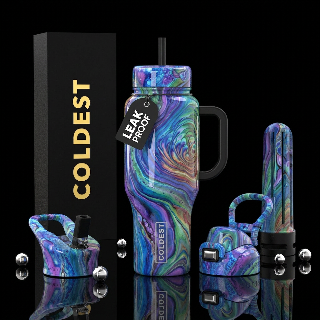 Paint pour with cell activator, glossy, glowie, tr... water bottle design