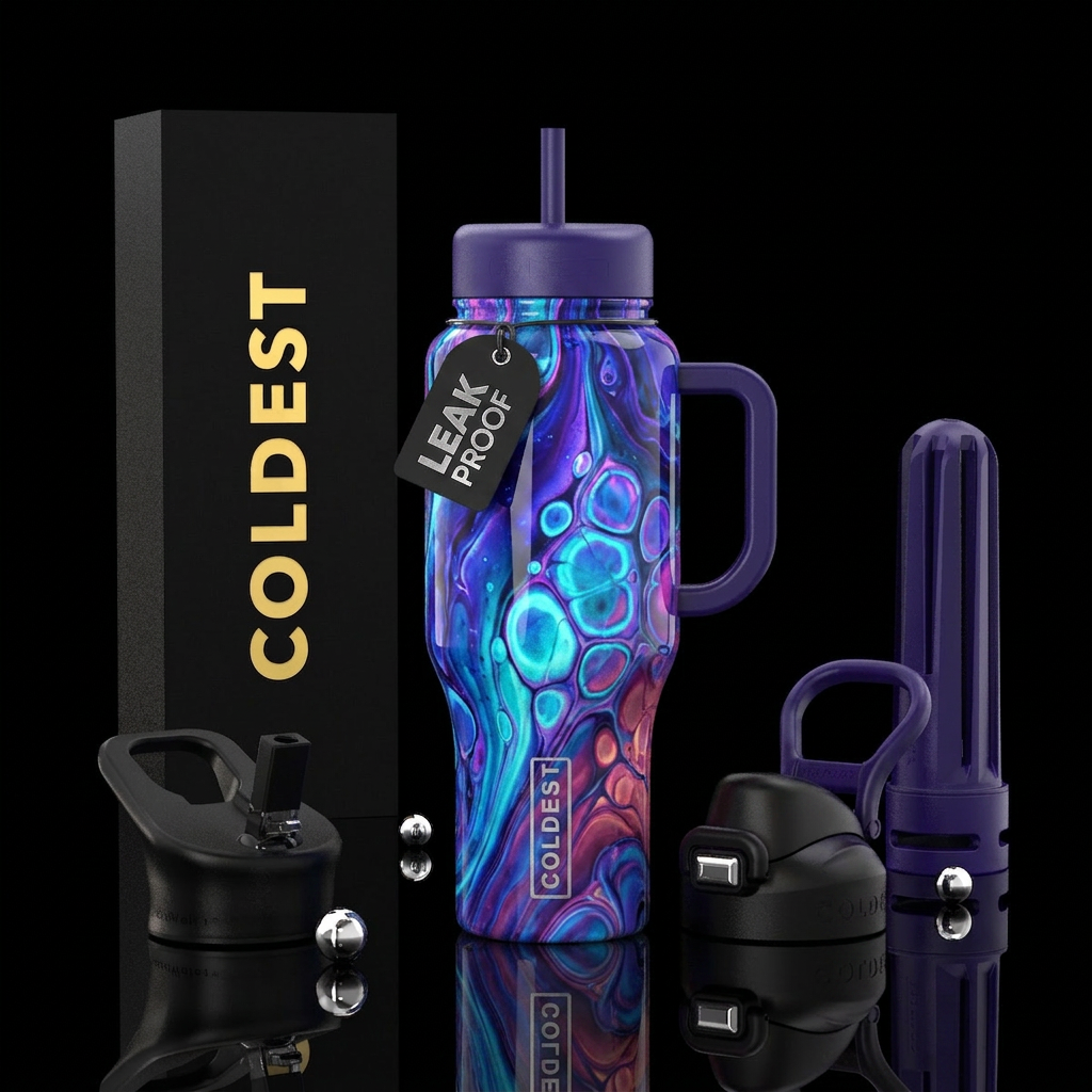 Paint pour with cell activator, glossy, glowie, tr... water bottle design