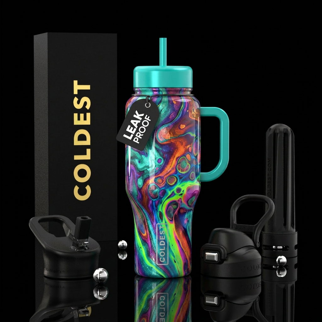 Paint pour with cell activator, glossy, glowie, tr... water bottle design