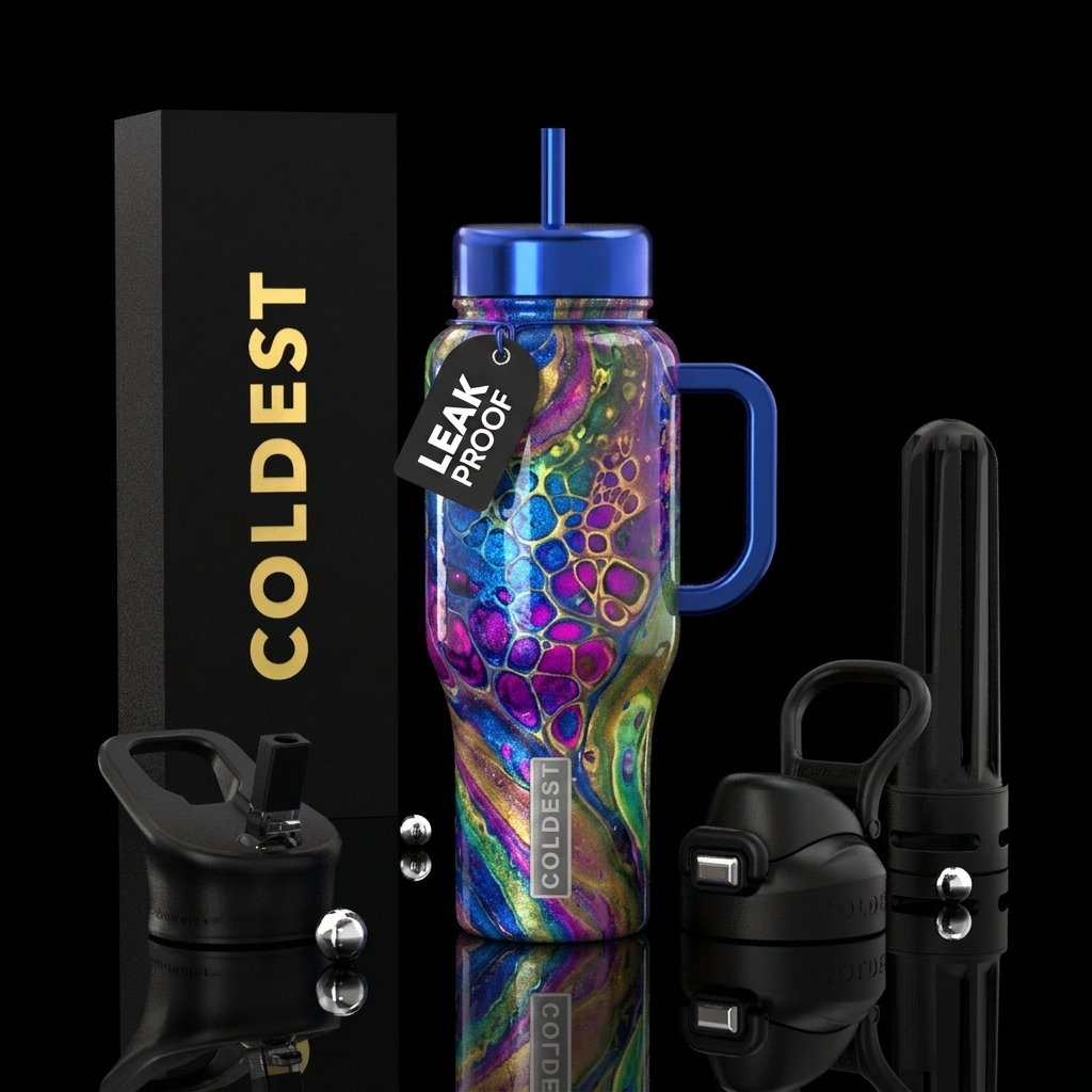Paint pour with cell activator, glossy, glowie, tr... water bottle design