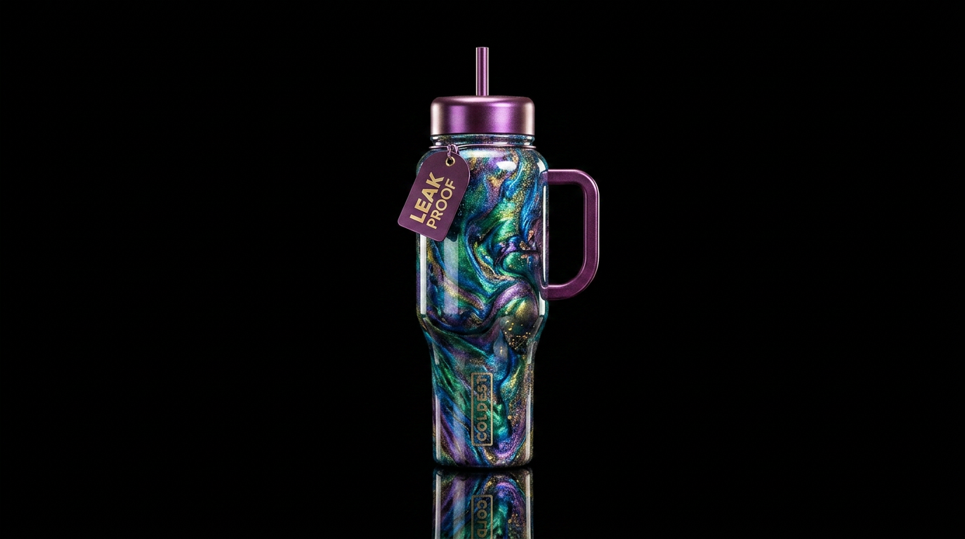 Paint pour with cell activator, glossy, glowie, tr... water bottle design