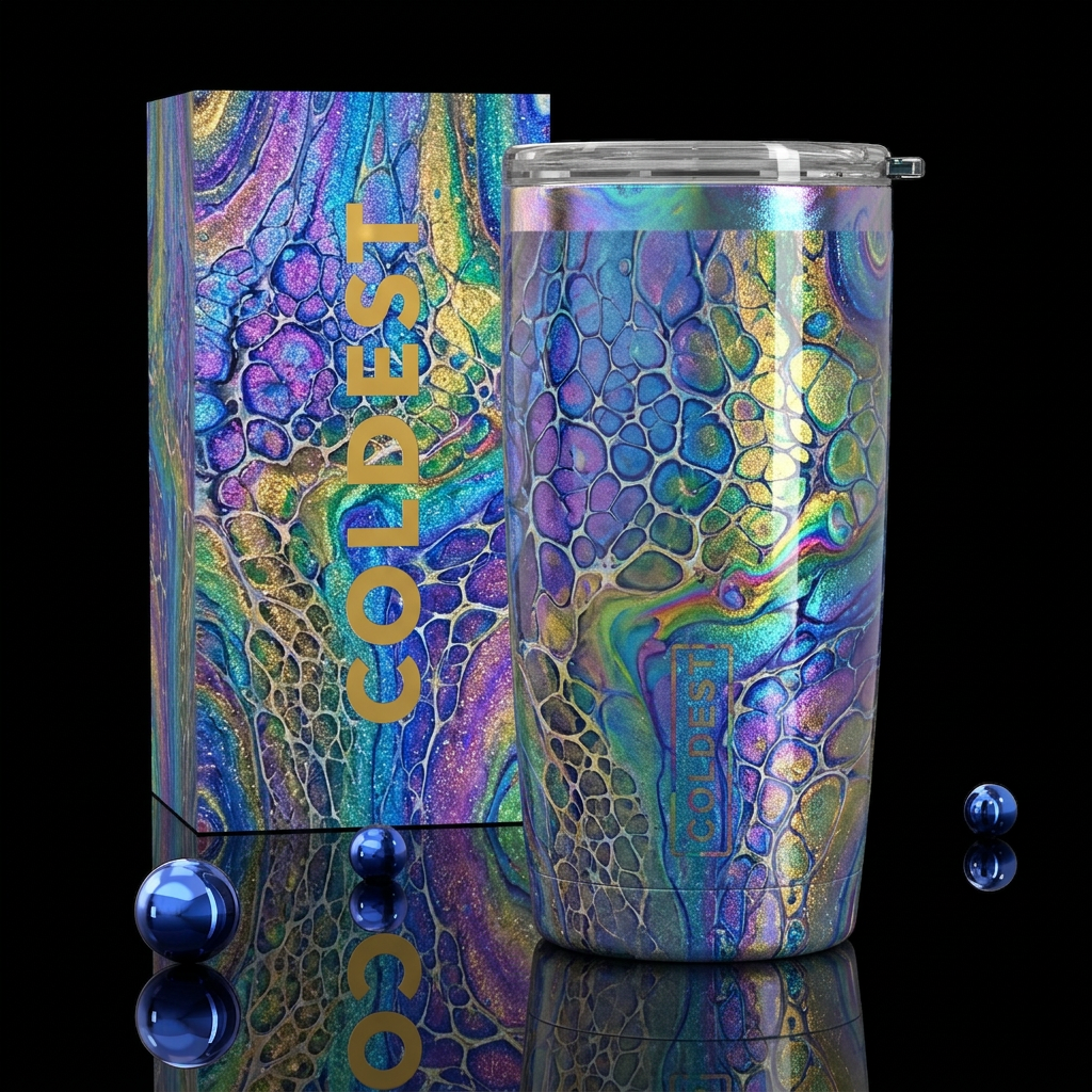 Paint pour with cell activator, glossy, glowie, tr... water bottle design