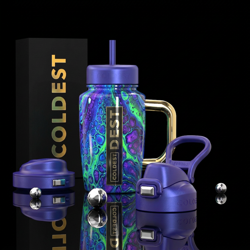 Paint pour with cell activator, glossy, glowie, tr... water bottle design