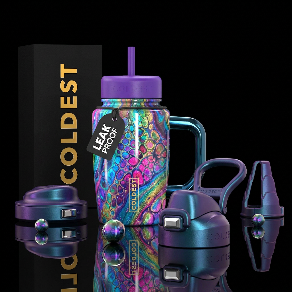 Paint pour with cell activator, glossy, glowie, tr... water bottle design