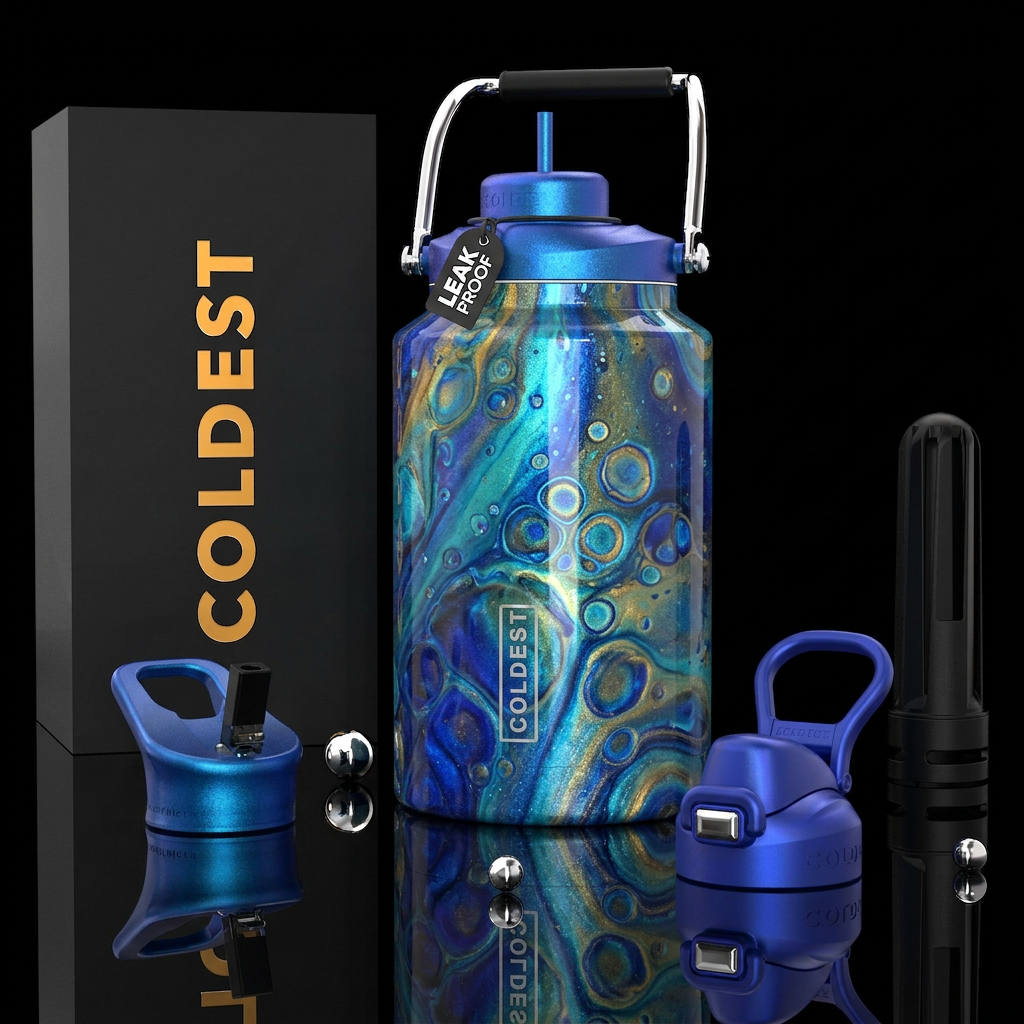 Paint pour with cell activator, glossy, glowie, tr... water bottle design
