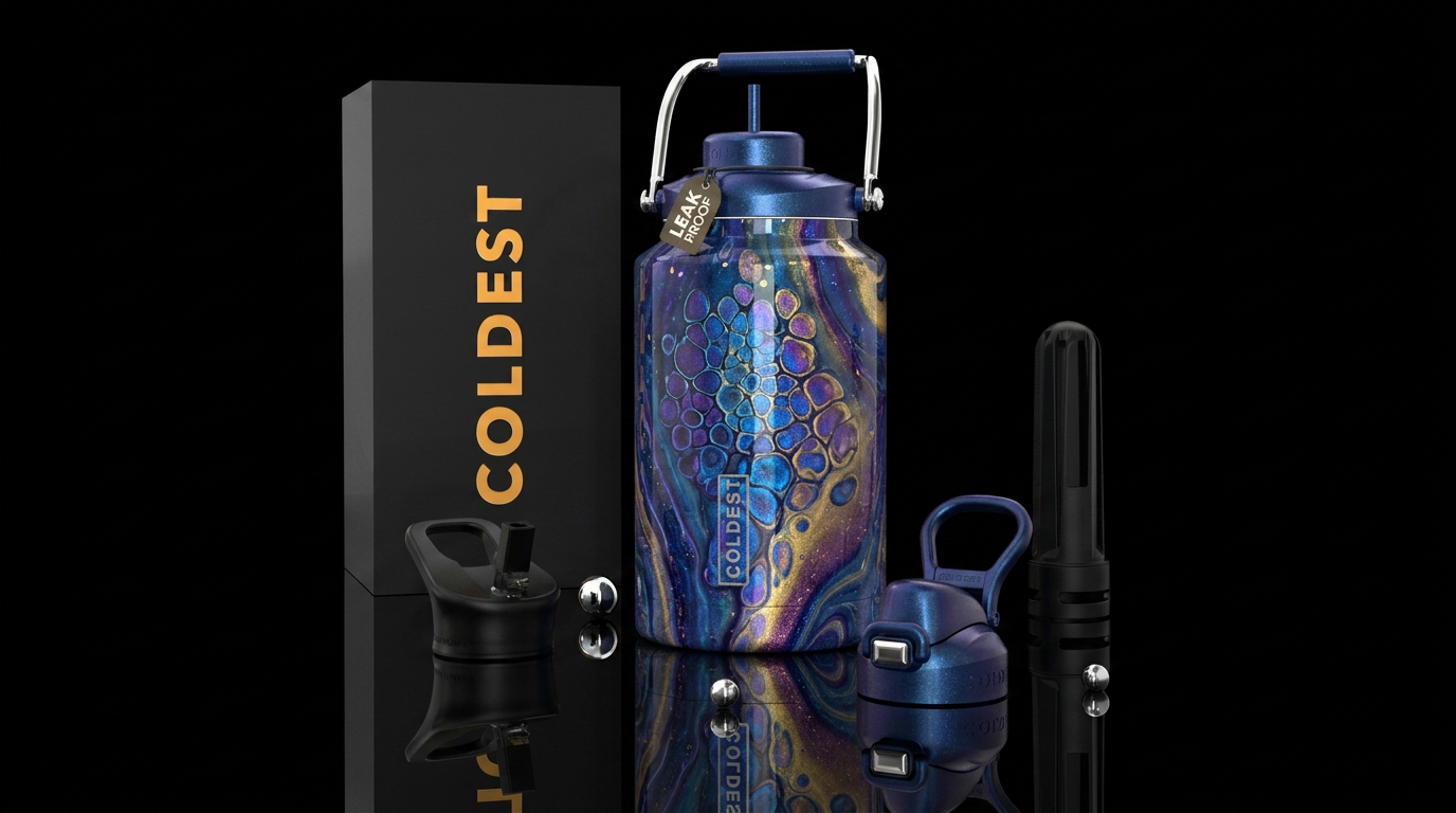 Paint pour with cell activator, glossy, glowie, tr... water bottle design