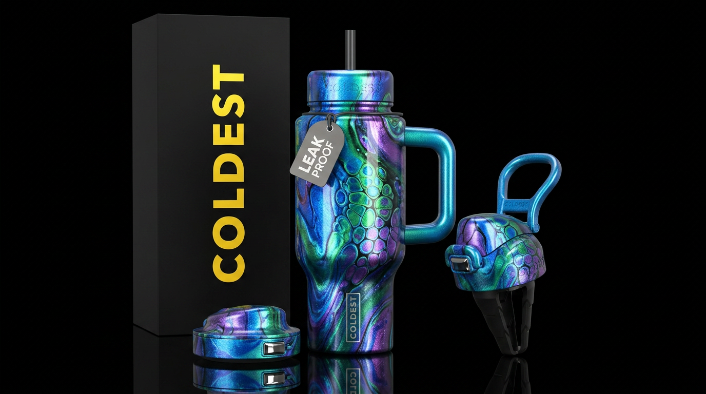 Paint pour with cell activator, glossy, glowie, tr... water bottle design