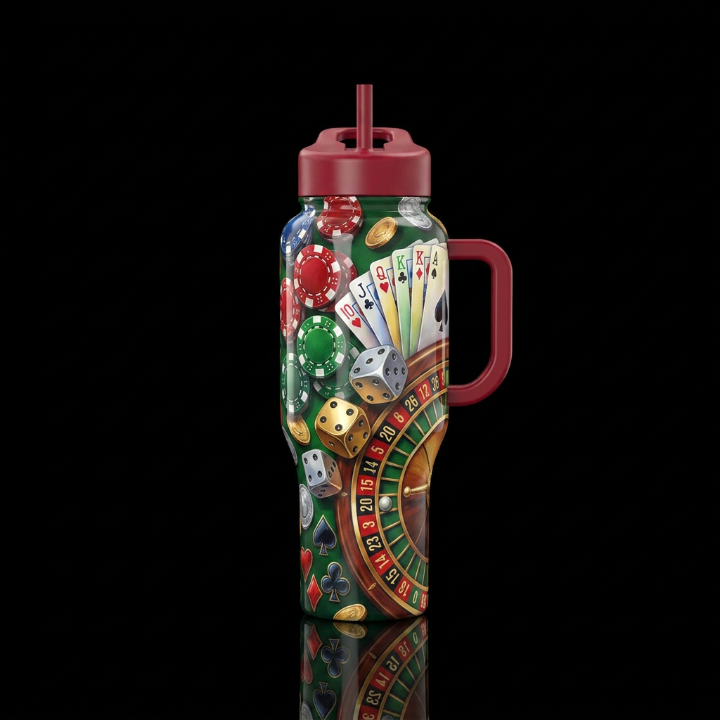 A Gamblers Dream,glossy, trompe-l'œil water bottle design