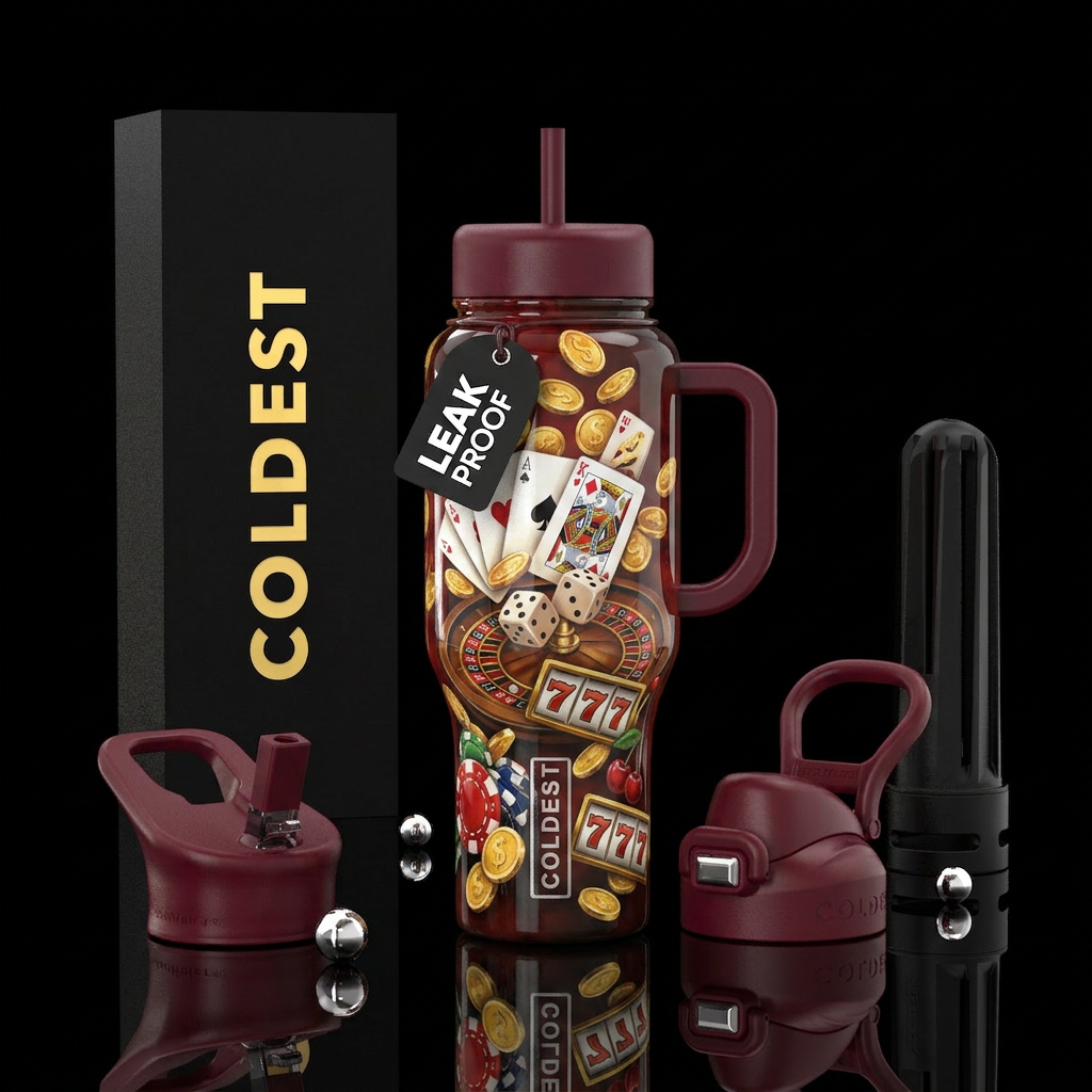A Gamblers Dream,glossy, trompe-l'œil water bottle design