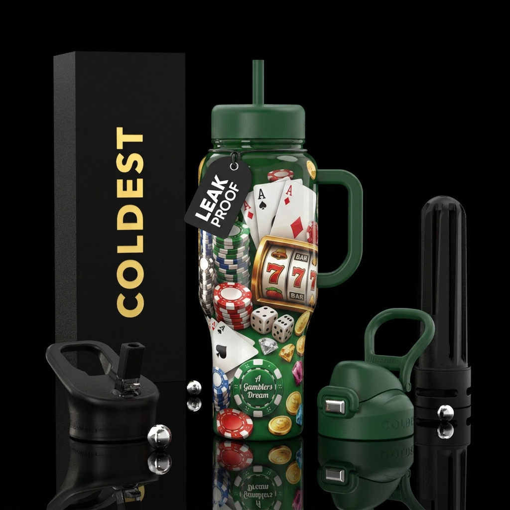 A Gamblers Dream,glossy, trompe-l'œil, provocative water bottle design