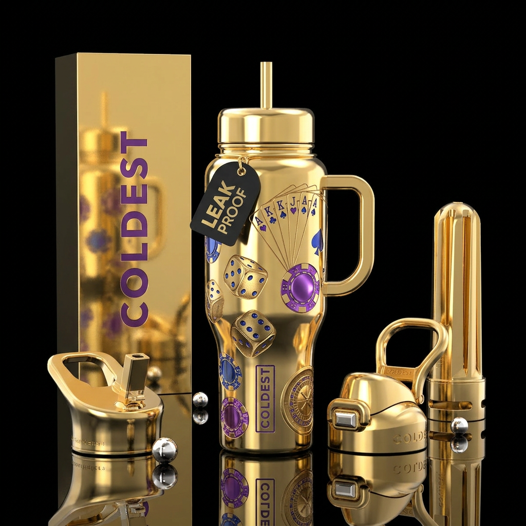 A Gamblers Dream,glossy, trompe-l'œil, provocative... water bottle design