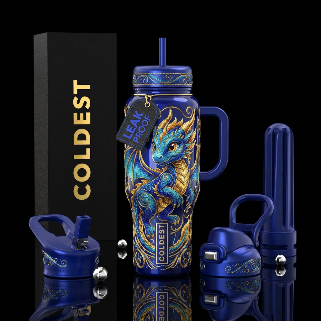 Filography baby dragon, glossy, trompe-l'œil water bottle design