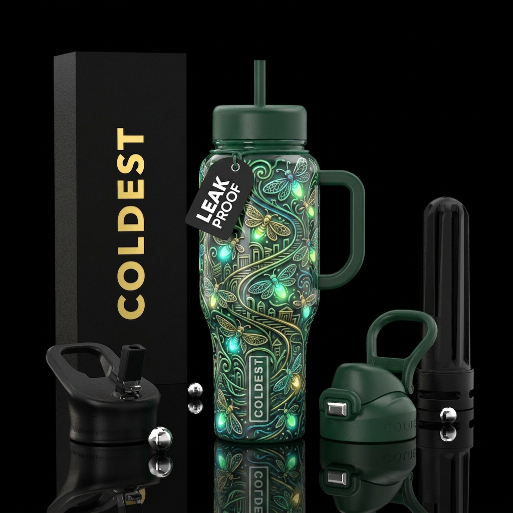 Filography baby fireflies, glossy, trompe-l'œil, g... water bottle design