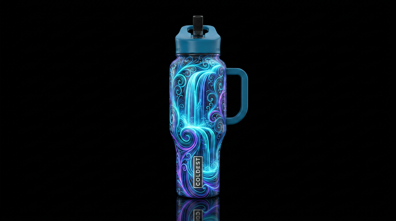 Filography,, glossy, trompe-l'œil, glowie,,, water... water bottle design